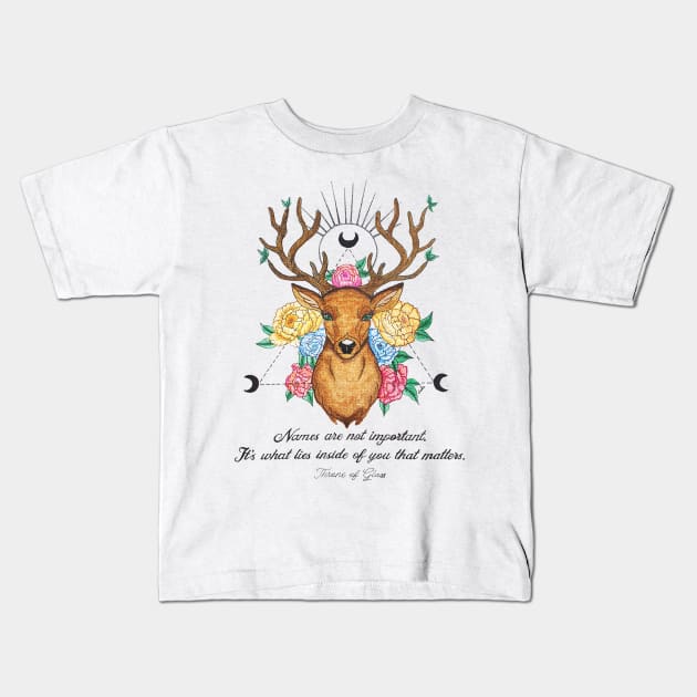 Floral Deer ToG Quote Kids T-Shirt by TG_Art